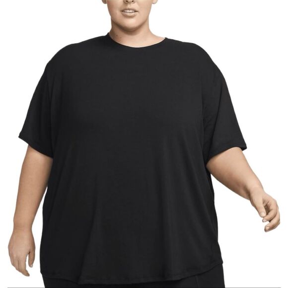 #21. Nike NWT CURVY One Relaxed Dri-FIT Short-Sleeve Top Black - Picture 2 of 8